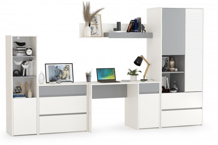 Торонто Компоновка № 01, белый шагрень/стальной серый