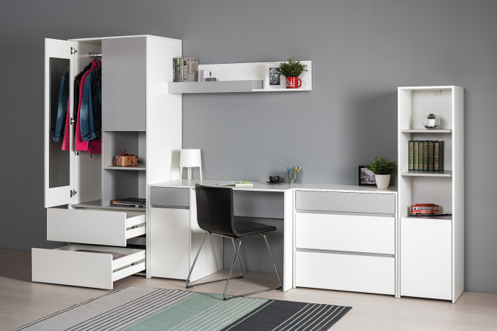 Торонто Компоновка № 01, белый шагрень/стальной серый