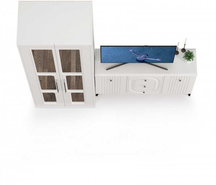 Валенсия Спальня 13.309 Комод + 13.329 Шкаф для одежды, ЛДСП белый шагрень/МДФ белый шагрень