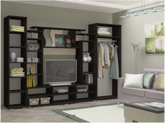 Модульная гостиная Виста (Дуб крафт/ Белый Глянец)