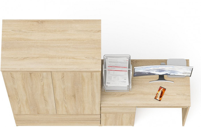 Мори компьютерный стол МС-1 левый + Шкаф МШ900.1, дуб сонома