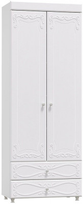 Шкаф 2-х дверный с ящиками (гл.410) Италия ИТ-44 белое дерево