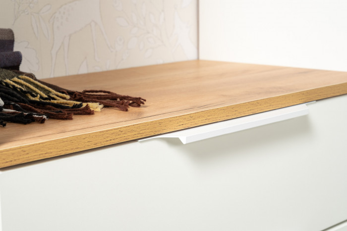 Октава Прихожая 10, цвет белый шагрень/дуб крафт золотой/фасады МДФ белый шагрень, ШхГхВ 129,3х35,4х197,6 см., универсальная сборка