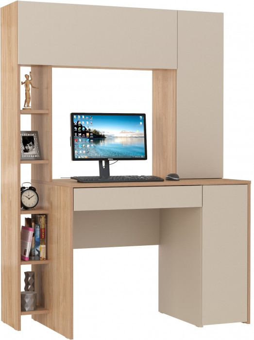 Стол компьютерный Комфорт 12.71, цвет гикори рокфорд натуральный/сатин, ШхГхВ 116,7х60,2х165,4 см., НЕ универсальная сборка