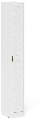 Прихожая П-6-350 Пенал, белая шагрень/фасады МДФ белое дерево фрезеровка ромб