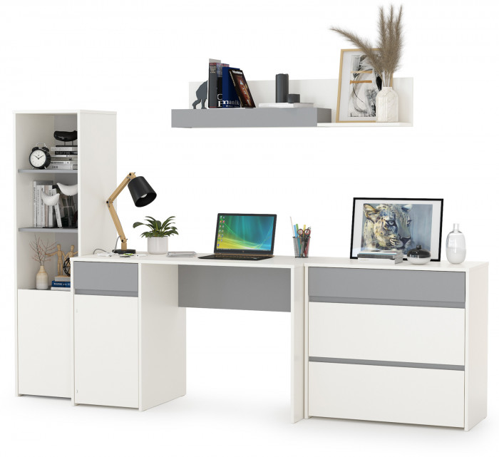 Торонто Компоновка № 02, белый шагрень/стальной серый