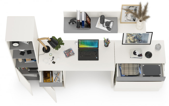 Торонто Компоновка № 02, белый шагрень/стальной серый