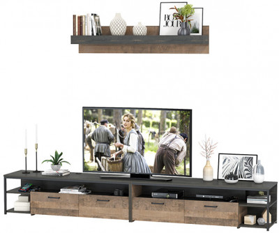 Трувор 13.70 Тумба под ТВ + 13.70 Тумба под ТВ + 15.60 Полка, дуб гранж песочный/интра