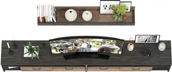 Трувор 13.70 Тумба под ТВ + 13.70 Тумба под ТВ + 15.60 Полка, дуб гранж песочный/интра