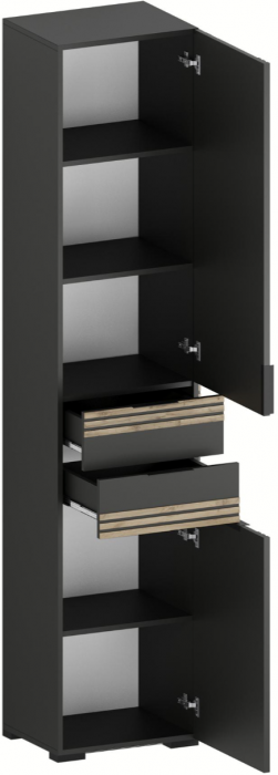 Нао Шкаф-пенал ШК-4015 с ящиками, Графит/Графит, Дуб Вотан