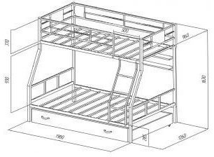 Двухъярусная кровать Гранада-1ПЯ, серый / Венге (Дуб Айленд, Серый)