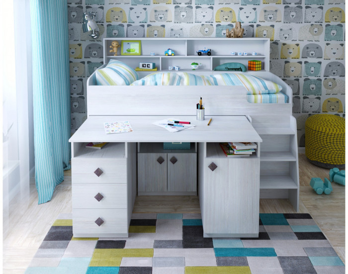 Кровать-чердак Малыш 5 (Винтерберг/Дуб молочный)