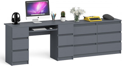 Мори Стол компьютерный МС-2 + Комод МК1200.6, цвет графит, ШхГхВ 255,8х50х76,6 см., универсальная сборка
