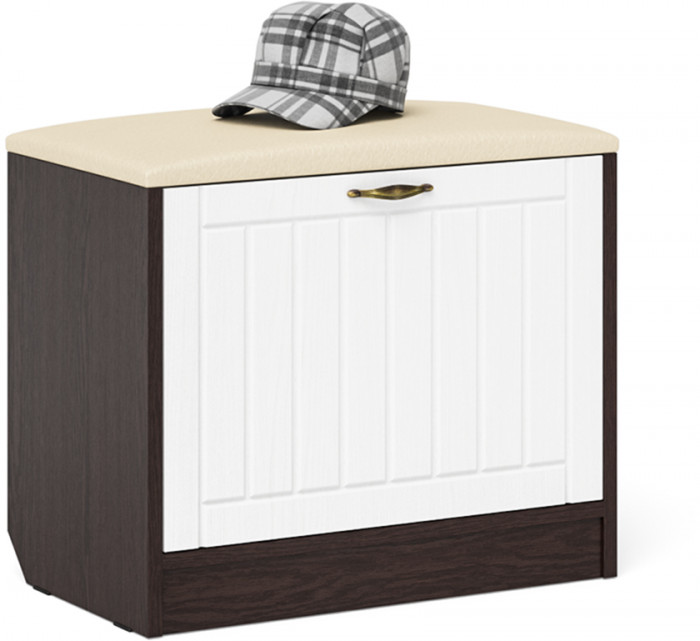 Прихожая П-6 Компоновка № 19, цвет венге/фасады МДФ белое дерево фрезеровка прованс, ШхГхВ 90х35х210 см., универсальная сборка