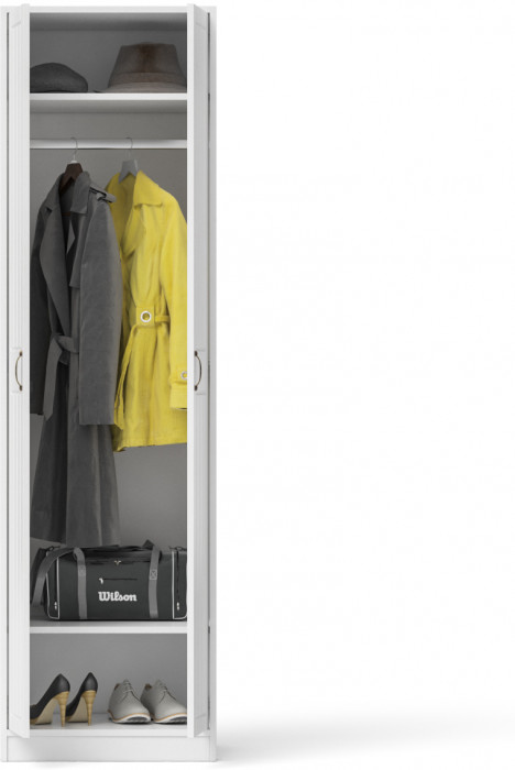 Прихожая П-6 Шкаф, цвет белая шагрень/фасады МДФ белое дерево фрезеровка прованс, ШхГхВ 60х50х210 см.