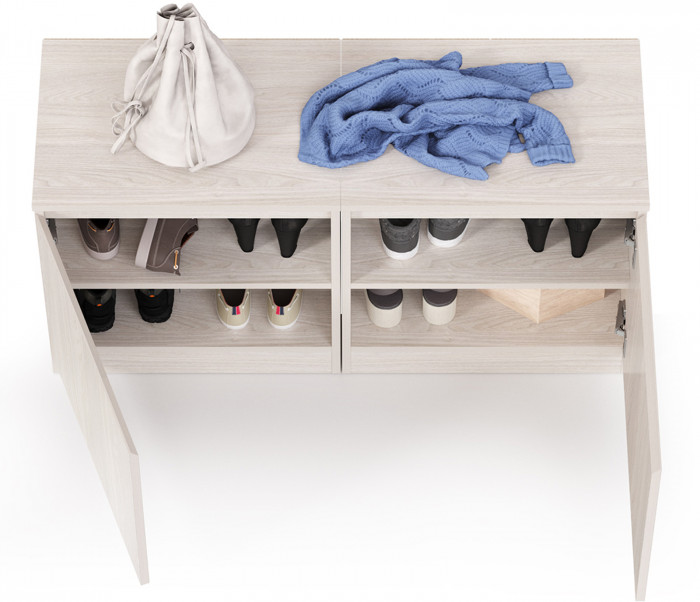 КР100 Ника прихожая 13.248 Тумба + 13.248 Тумба, цвет ясень анкор светлый, ШхГхВ 107,6х38,1х53,9 см., универсальная сборка