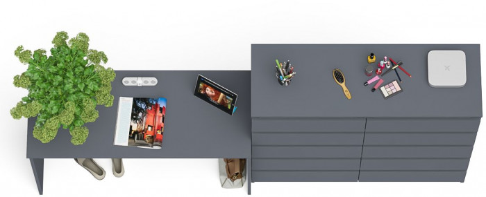 Мори Стол письменный МСП1200.1 + Комод МК1200.10, цвет графит, ШхГхВ 240,8х50х115 см., универсальная сборка