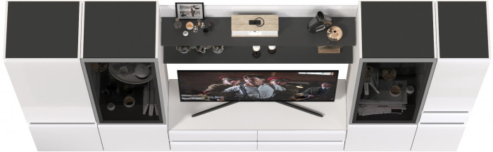 Сидней Комплектация № 064, корпус: белый/чёрный/фасады: МДФ белый глянец