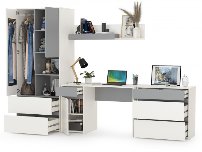 Торонто Компоновка № 03, белый шагрень/стальной серый