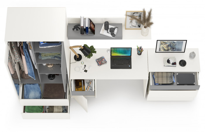 Торонто Компоновка № 03, белый шагрень/стальной серый