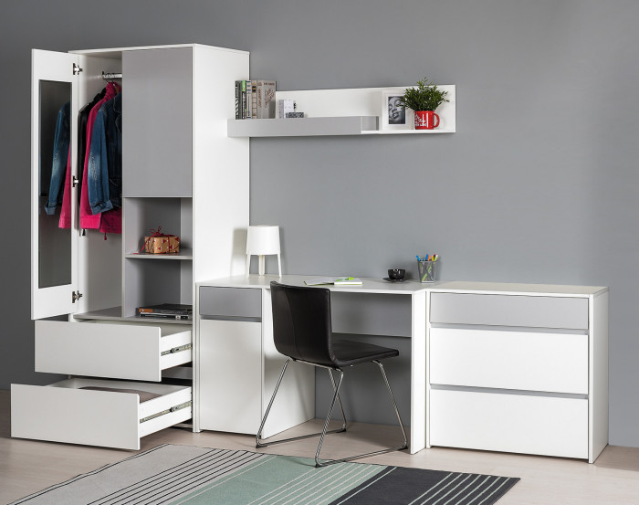 Торонто Компоновка № 03, белый шагрень/стальной серый