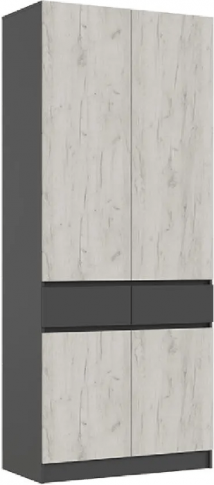 Роджина Шкаф двухстворчатый (Крафт белый, Графит)