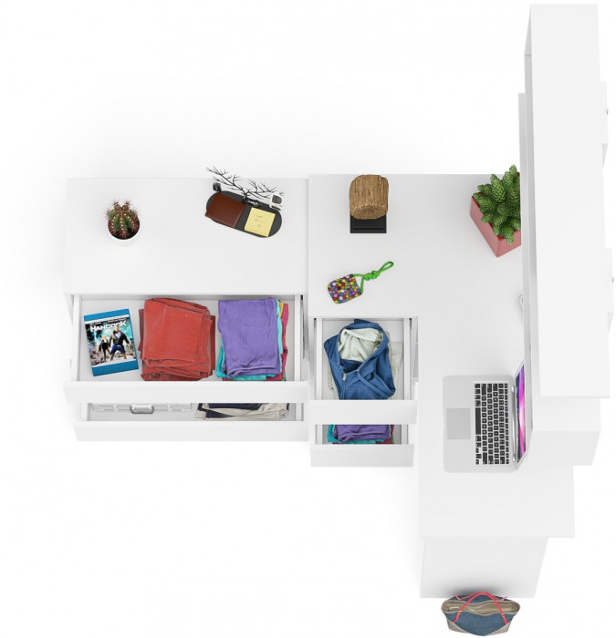 Мори компьютерный стол МС-16 левый + Комод МК800.1 + Полка 1200, белый