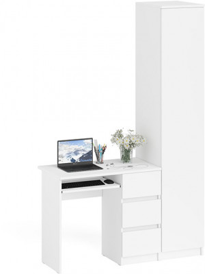 Мори компьютерный стол МС-6 правый + Пенал МШ400.1, белый