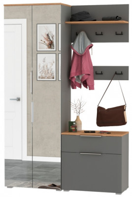 Октава Прихожая 12, серый графит/дуб крафт золотой/фасады МДФ серый графит