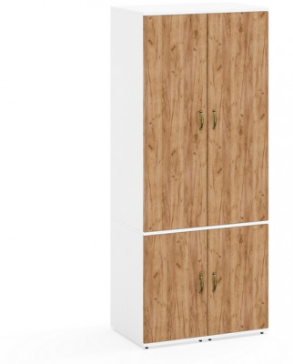 Лидер-8 Пенал МД 23Б 2 шт., цвет белый шагрень/крафт золото, ШхГхВ 80х50х190 см., универсальная сборка