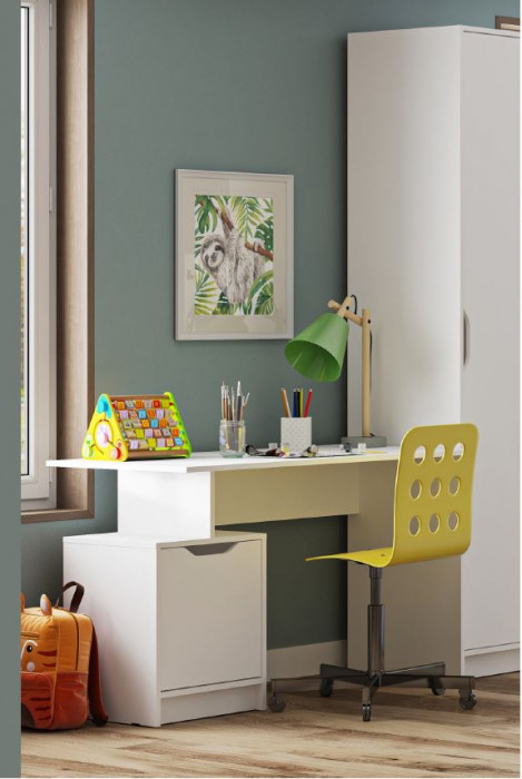 РУНА СТ 01 Стол письменный Фасад БЕЛЫЙ/Корпус БЕЛЫЙ