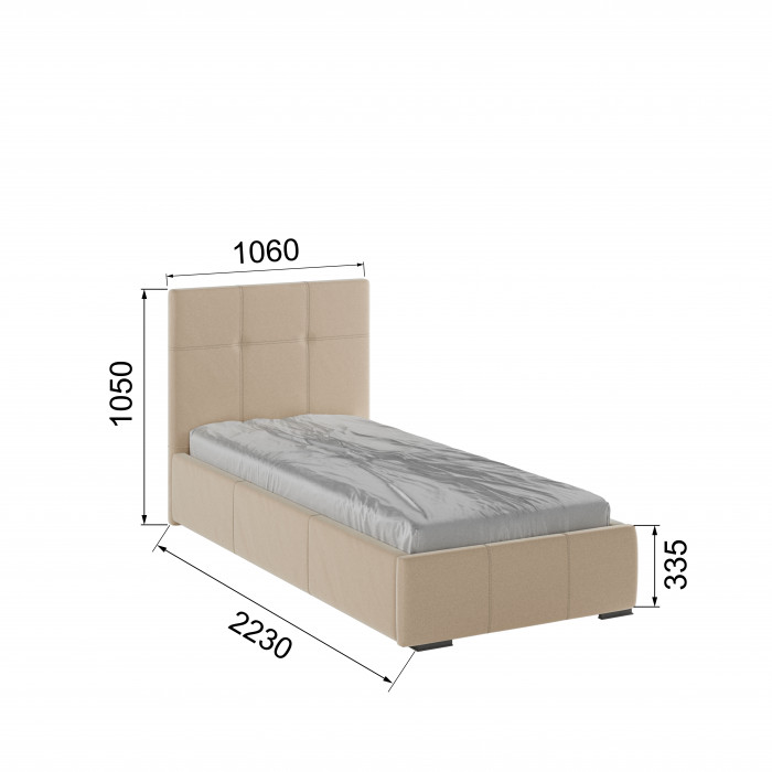 Рио Кровать интерьерная 900 бежевый квадрат, ортопед