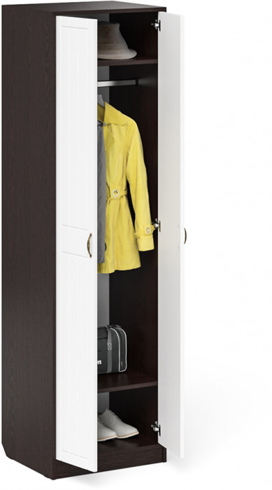 Прихожая П-6 Шкаф, цвет венге/фасады МДФ белое дерево фрезеровка прованс, ШхГхВ 60х50х210 см.