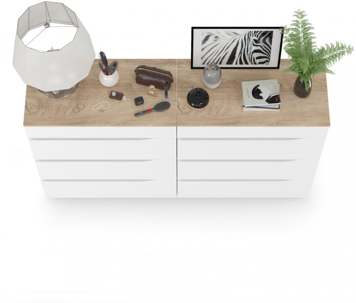 Муссон 13.97 Комод + 13.97 Комод, белый/дуб эндгрейн элегантный