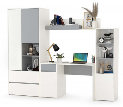 Торонто Компоновка № 04, белый шагрень/стальной серый