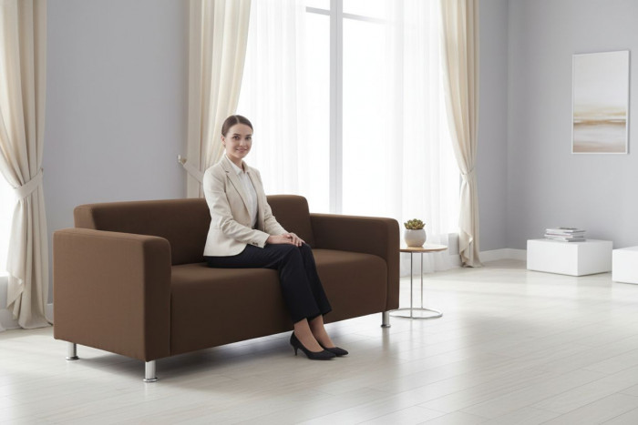 Диван прямой Томи, 180 см, велюр, коричневый