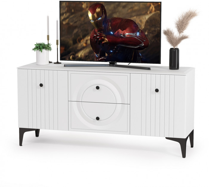 Валенсия Гостиная № 058, цвет ЛДСП белый шагрень/МДФ белый шагрень, ШхГхВ 217,2х38,3х225,2 см., универсальная сборка