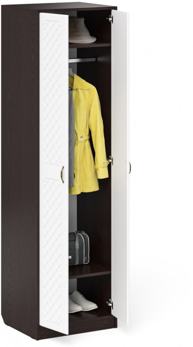 Прихожая П-6 Шкаф, цвет венге/фасады МДФ белое дерево фрезеровка ромб, ШхГхВ 60х50х210 см.