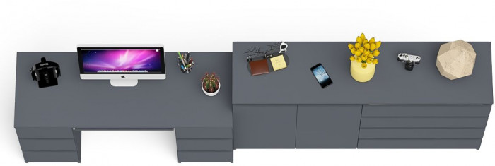 Мори компьютерный стол МС-2 + Комод МК1600.1, графит