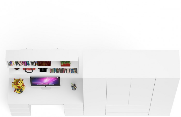 Мори компьютерный стол МС-2 + Шкаф МШ1600.1 + Полка 1200, белый