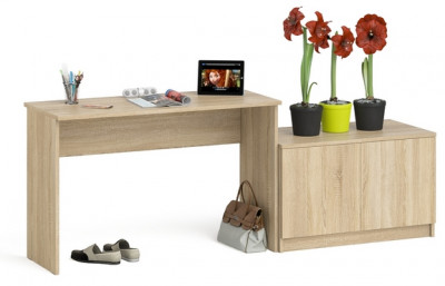Мори Стол письменный МСП1200.1 + Тумба МА900.1, цвет дуб сонома, ШхГхВ 210,8х50,4х76,6 см., универсальная сборка