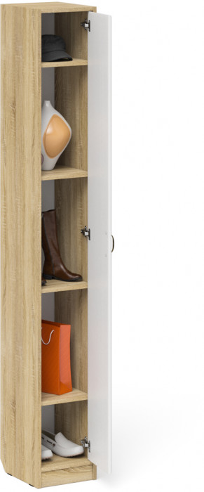 Прихожая П-6-350 Пенал, дуб сонома/фасады МДФ белое дерево фрезеровка ромб