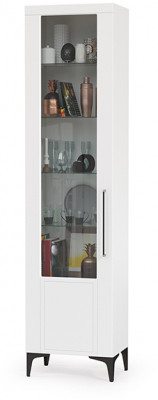 Валенсия Гостиная 13.218 Шкаф-пенал, ЛДСП белый шагрень/МДФ белый шагрень