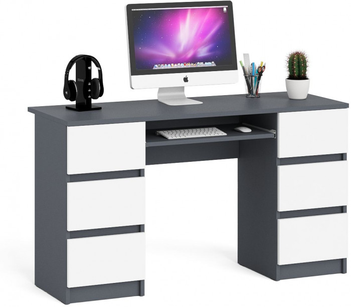 Мори компьютерный стол МС-2, графит/белый