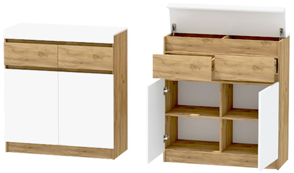 Иннэс-10 Комод, Дуб Крафт Золотой\Белый глянец