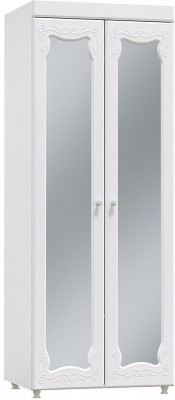Шкаф 2-х дверный с зеркалами (гл.560) Италия ИТ-48 белое дерево