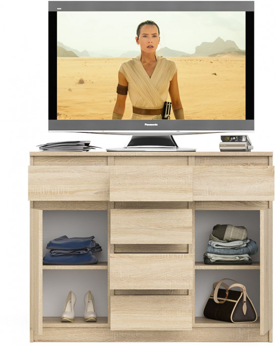 Мори Комод МК1200.4, цвет дуб сонома, ШхГхВ 120,4х41х94 см.