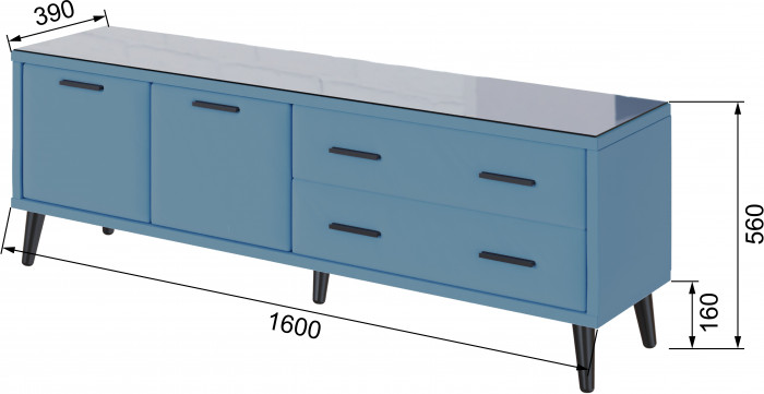 Тумба ТВ интерьерная Виго 1,6 светло-голубой