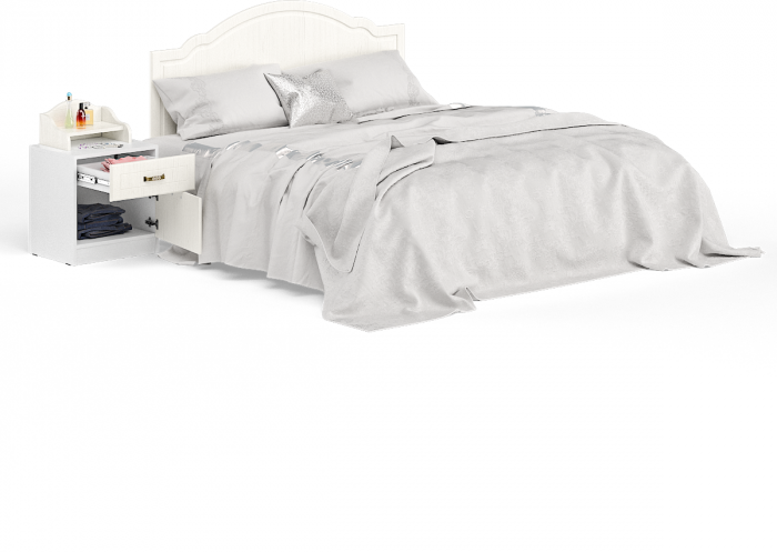 Ливерпуль Кровать 11.08 + основание + ножки + Тумба 08.146 + Полка 10.117, ясень ваниль/белый