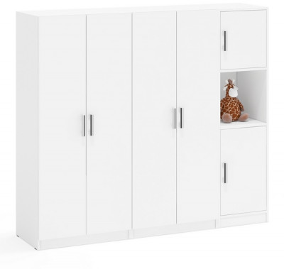 Шкаф С-МД-СК9Ш+Пенал С-МД-СК9П+Шкаф С-МД-СК9Ш, цвет белый шагрень, ШхГхВ 183х45х160 см., универсальная сборка